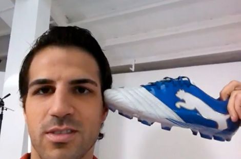 Barcelona & Spain midfielder Cesc Fabregas confirms his switch to Puma, and shows off his new Puma Powercat 1.12 football boots