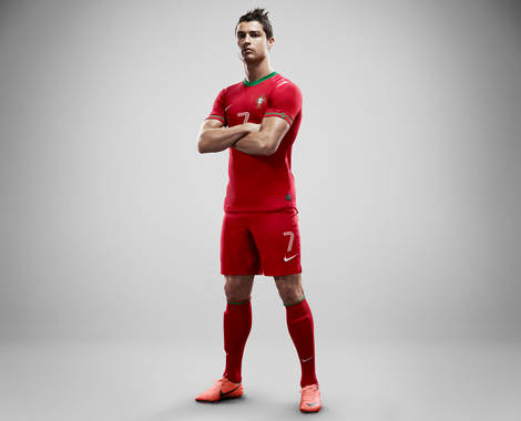 Cristiano Ronaldo in the new Portugal Euro 2012 Home Shirt - part of Nike's Better World initiative