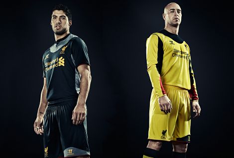 Luis Suarez in the Liverpool Away Shirt 2012-13 from Warrior
