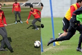 Wayne Rooney & Daniel Sturridge testing a new nike silo of football boots